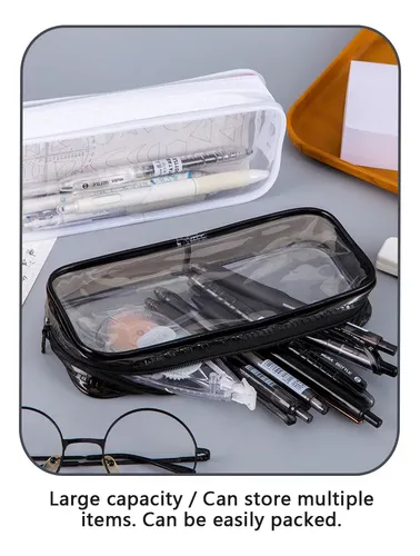 2pcs Neceser Transparente Cremallera Maquillaje Viaje