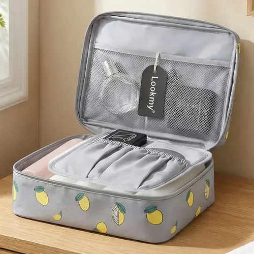 Neceser De Viaje Cosméticos gris Lookmy | Portacosmético Organizador Para Bolso Baño | Necessaire Lavable E Impermeable Para Valija Y Cartera Mujer | Organizador de maquillaje | Neceser Valija Regalo