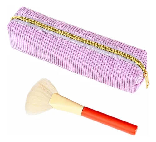 Cartuchera Pequeña Púrpura De Pana Para Maquillaje Viaje