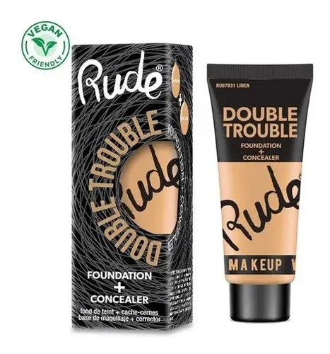 Base Con Corrector Double Trouble Foundation And Concealer Rude Cosmetics Tono Linen