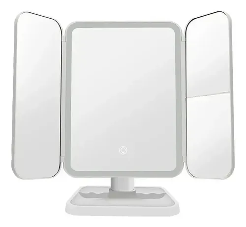 Espejo Maquillaje Led Ajustable Recargable Tactil Triptico