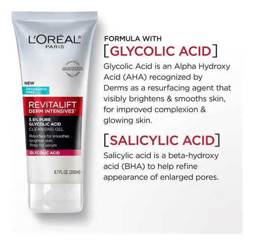 Gel Limpiador L’oreal Paris Revitalift Con 3,5% De Ácido Gli Todo Tipo De Piel Día/noche