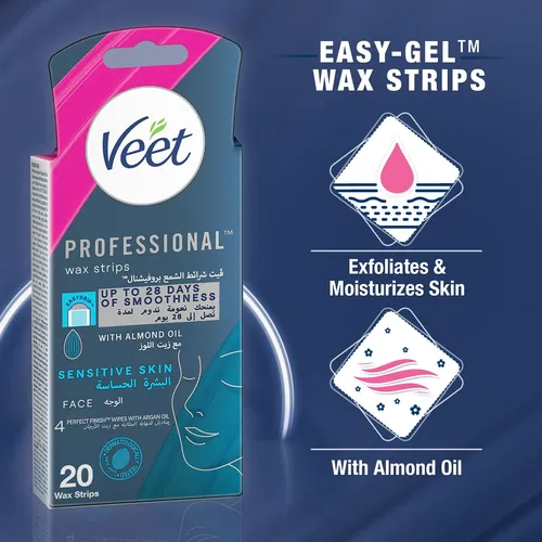 Tiras De Cera Veet Face Cold, Paquete De 20 Unidades, Para P
