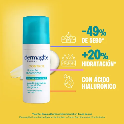 Dermaglós Crema Control Gel Hidratante Piel Propensa Acné 50