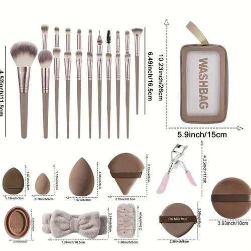 52pcs Set De Maquillaje Pinceles Maquillaje Esponjas Puff