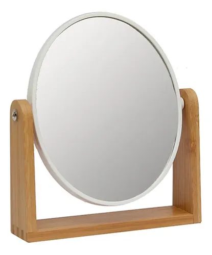 Espejo De Mesa Doble Faz Aumento Madera 15x17cm Vertigo Vgo