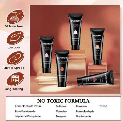 Kit Uñas Poligel Jewhiteny 14 Colores Lámpara Taladro