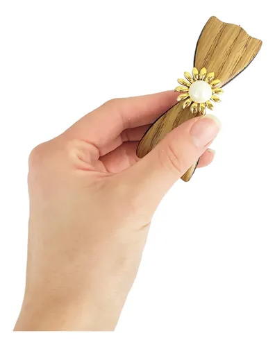 Hebilla Francesa Pelo Símil Madera Con Dorada Perla Pack X12