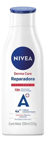 Crema Corporal Nivea Derma Care Reparadora para Piel Seca Hipoalergénica con Vitamina A y Pantenol 250 mL