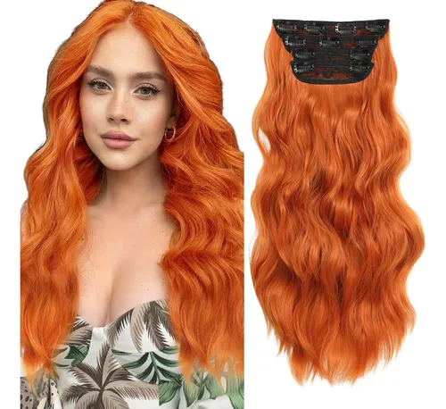 Extensiones Cabello Ondulado Sintetico 50cm 4 Ginger Orange