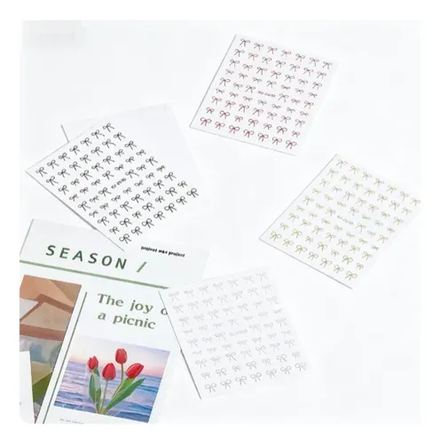5 Hojas De Pegatinas Adhesivas Para Uñas Con Lazo En 5 Color
