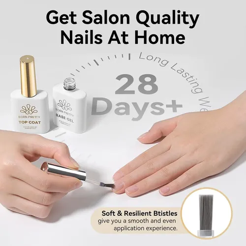 Base Y Top Coat Born Pretty Gel, 2 Piezas, Brillo Gloss