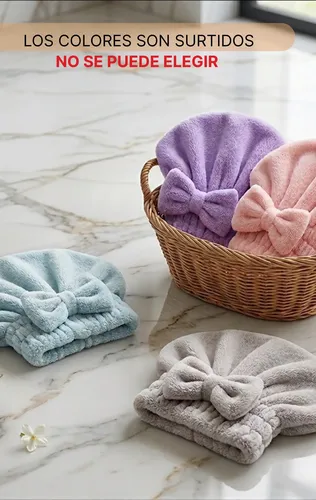 Gorro De Baño Cofia Turbante Microfibra Con Moño Seca Pelo