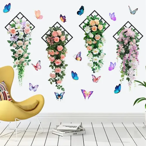 Adhesivos De Pared Con Flores 3d Para Cocinas, Material Pvc