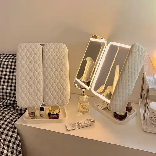 Espejo Para Maquillar Led 3x Plegable Con Luz Blanca Coche