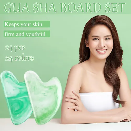 Gua Sha De 24 Piezas En Resina Corazón  Sherr, 7.6 X
