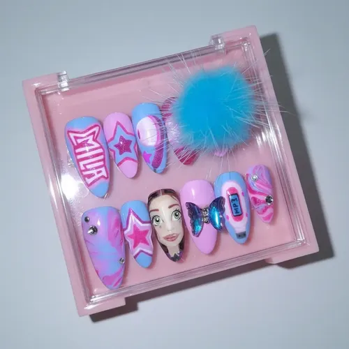 Press On Emilia Mp3 Talle M Nail Art Incluye Pega Cherimoya