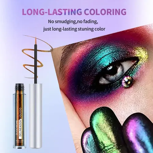 Maquillaje Delineador Sombra Naranja A Dorado Impermeable