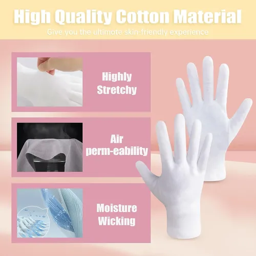 Guantes Algodón Hidratantes Morados Para Eczema 12 Pares
