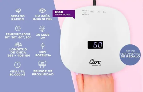 Cabina Uñas Semipermanente Uv Led 48w Gadnic Sensor Display