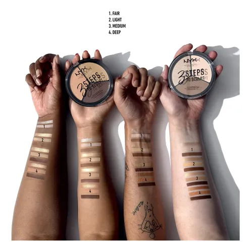 Nyx 3 Steps To Sculpt Paleta Contorno Medium