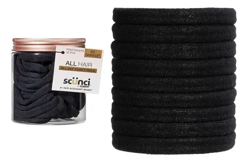 Cintas Para El Pelo Conair Scunci Soft De Nailon Negro, Paqu