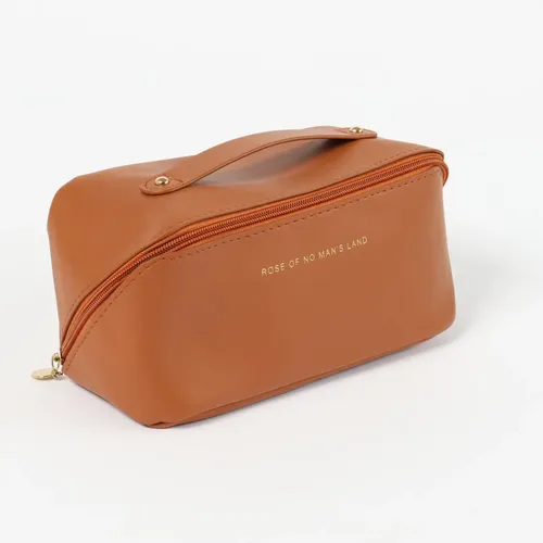 Neceser Viral para Maquillaje Impermeable de Cuero Sintético Arrow – Organizador de Viaje Grande con Asa