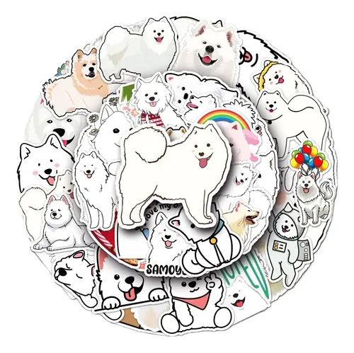 50 Piezas De Dibujos Animados De Samoyedos Con Dibujos Anima