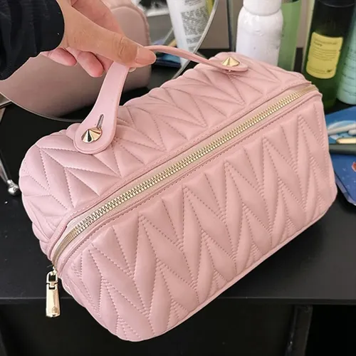 Bolsa De Maquillaje De Viaje De Cuero, Organizador De Artícu