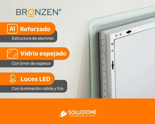Espejo Smart Inteligente Luz Led 70 X 50cm Bluetooth Premium