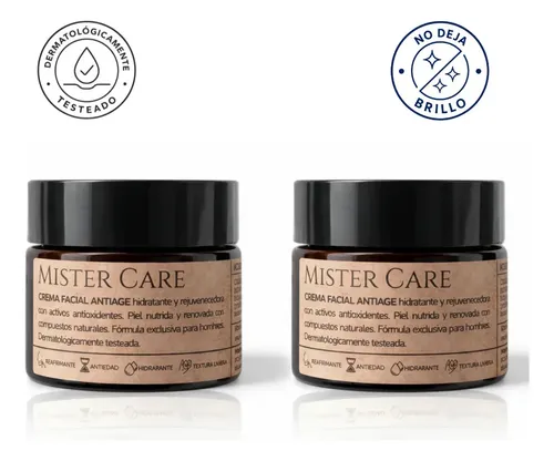 (x2)crema Facial Antiage Para Hombre Mister Care 50 Ml Todo Tipo De Piel Día/noche