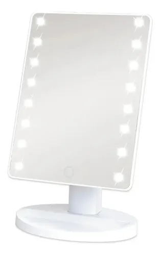 Espejo rectangular de pie Hytoshy HT-301 con luz a batería/corriente doméstica marco blanco