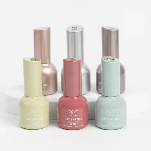 Kit X6 Esmaltes Cat Eye City Girl Con Imán Magnético Uv Led