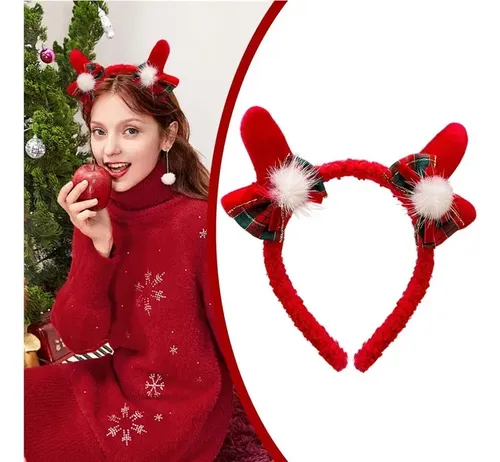 Linda Diadema De Astas De Ciervo, Aros De Pelo Navideños F