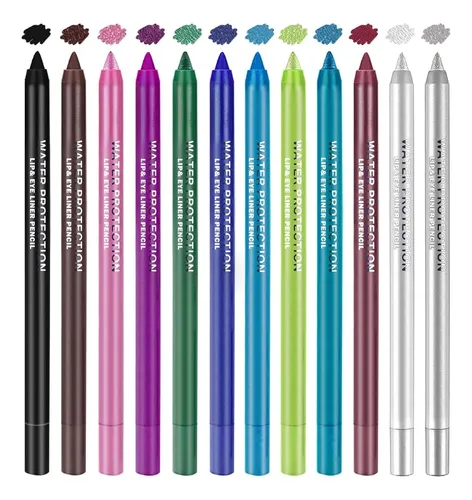 Set De 12 Delineadores De Ojos Coloridos