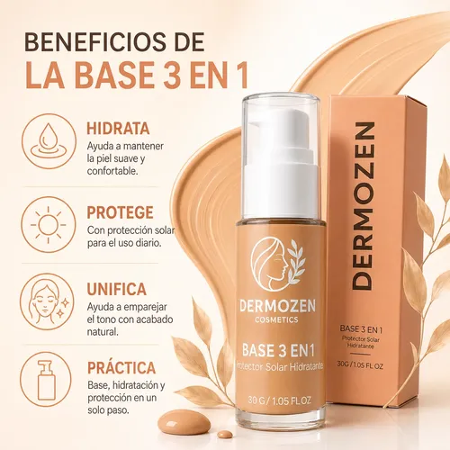 Base 3 En 1 Adaptable Hidratante Corrector Protector Solar