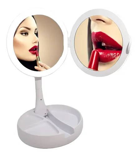 Espejo Luz Led Tactil Usb Maquillaje Aumento Plegable Color Del Marco Blanco