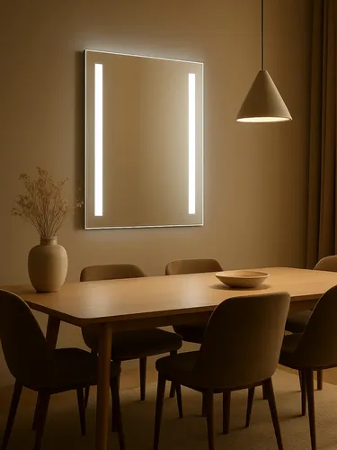 Espejo Rectangular Vertical Luz Led 50x70cm Boton Touch Baño