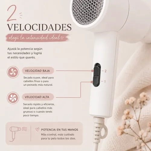 Mini Secador De Pelo Suono 1600w Compacto Para Viaje