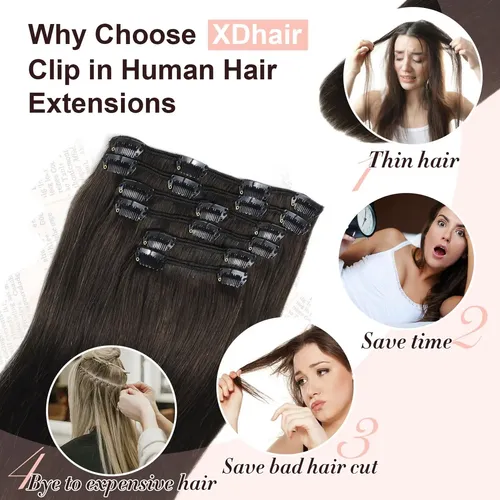 Extensiones De Cabello Natural 50cm 6pcs, Negro