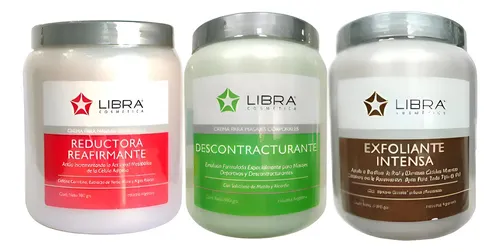 Kit Libra Crema Reductora+ Exfoliante+ Descontracturante 1kg