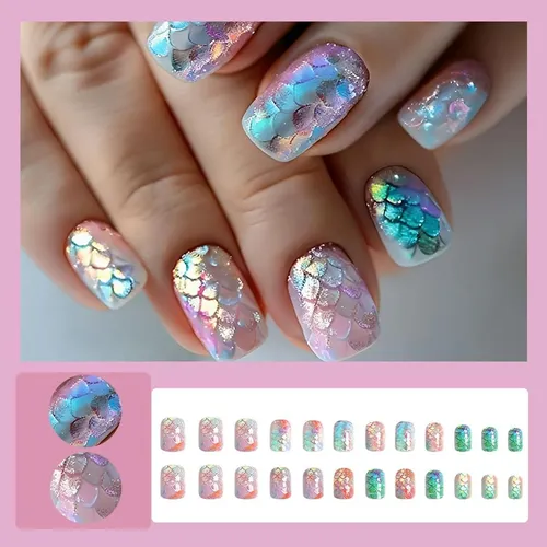 Uñas Press-on Cuadradas 24pcs Linmeizai Design S-26