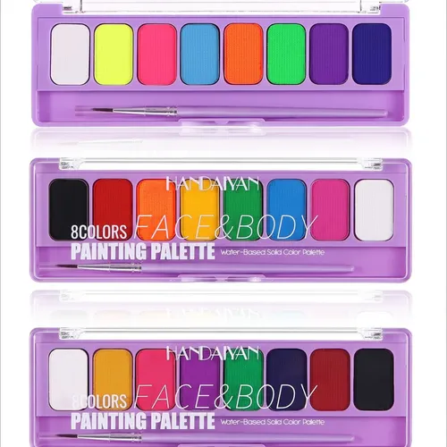 Set 3 Paletas 8 Colores Fluorescente Cuerpo Rostro Halloween