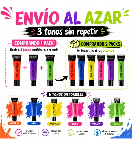 Maquillaje Neon Fluor Brilla En La Oscuridad X 3 Unidades