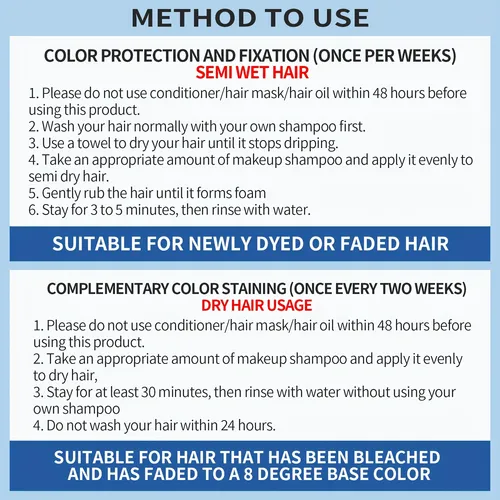 Tinte Shampoo Azul Para Fijar Y Proteger, Efecto Duradero