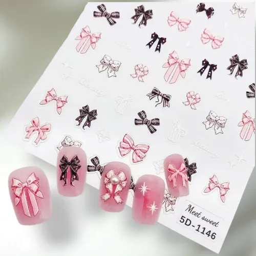 Decoración De Uñas Stickers-moños 5d X 4u