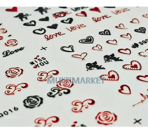 Stickers Adhesivos Plancha Grande Decoración De Uñas
