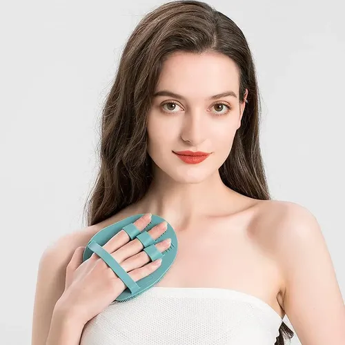 Guante Exfoliante Silicona Verde Eucalipto Para Piel Seca