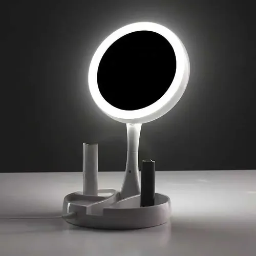 Espejo Maquillaje Barba Luz Con Aumento X10 A Pilas O Usb