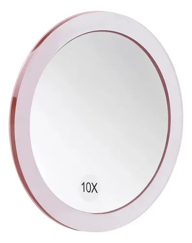 Espejo Rectangular Santoo de Aumento 10x Con Luz Cálida y Ventosas para Baño